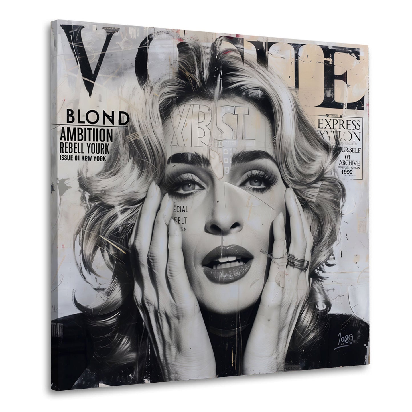 Madonna Porträt in schwarz-weiß mit ikonischem Ausdruck Wandbild