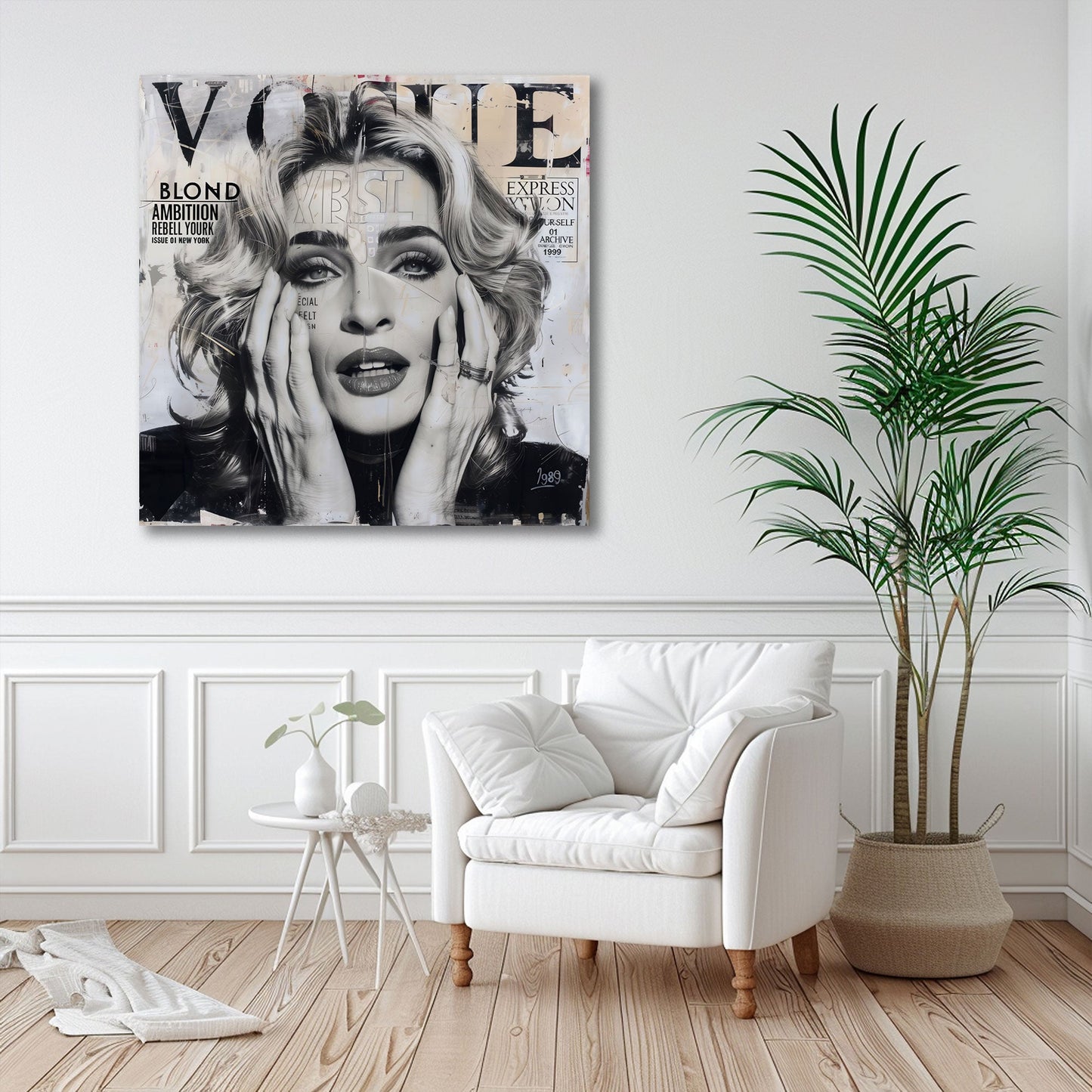 Madonna Porträt in schwarz-weiß mit ikonischem Ausdruck Wandbild