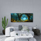 Wald Panorama Wandbild über einem Sofa im Wohnraum