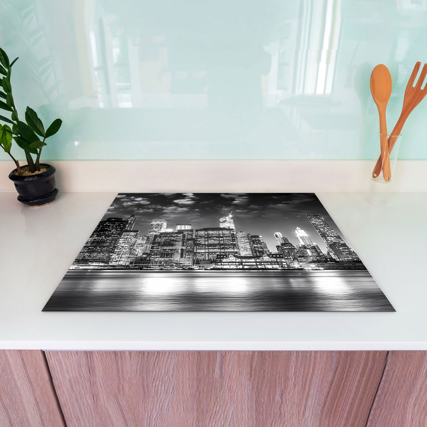 Manhattan NY Skyline Herdabdeckplatte Induktionsschutz für Ceranfeld & Küche Deko