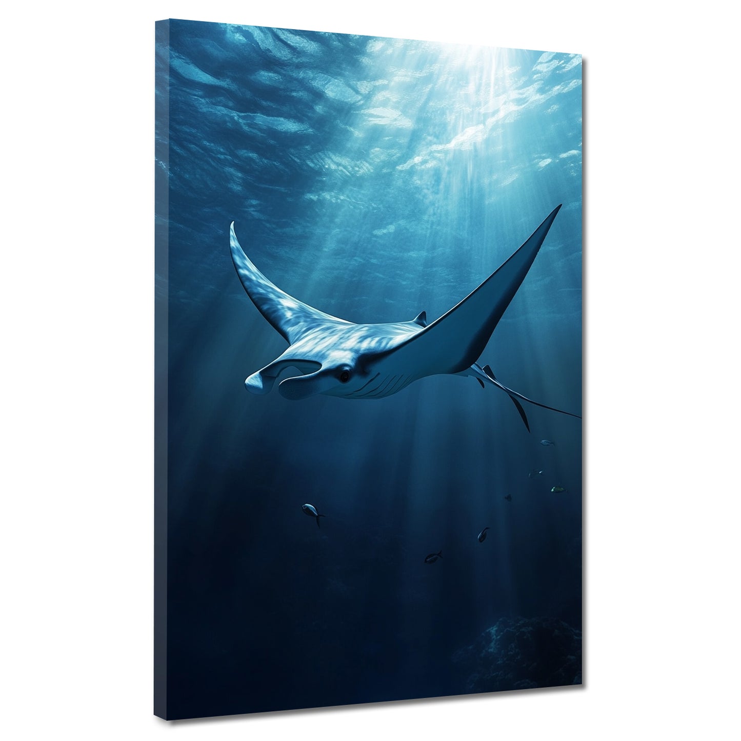 Mantarochen Ozean Lichtstrahlen Unterwasserwelt Wandbild