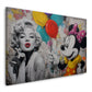 Marilyn in Schwarz-Weiß mit Minnie und Ballons Wandbild