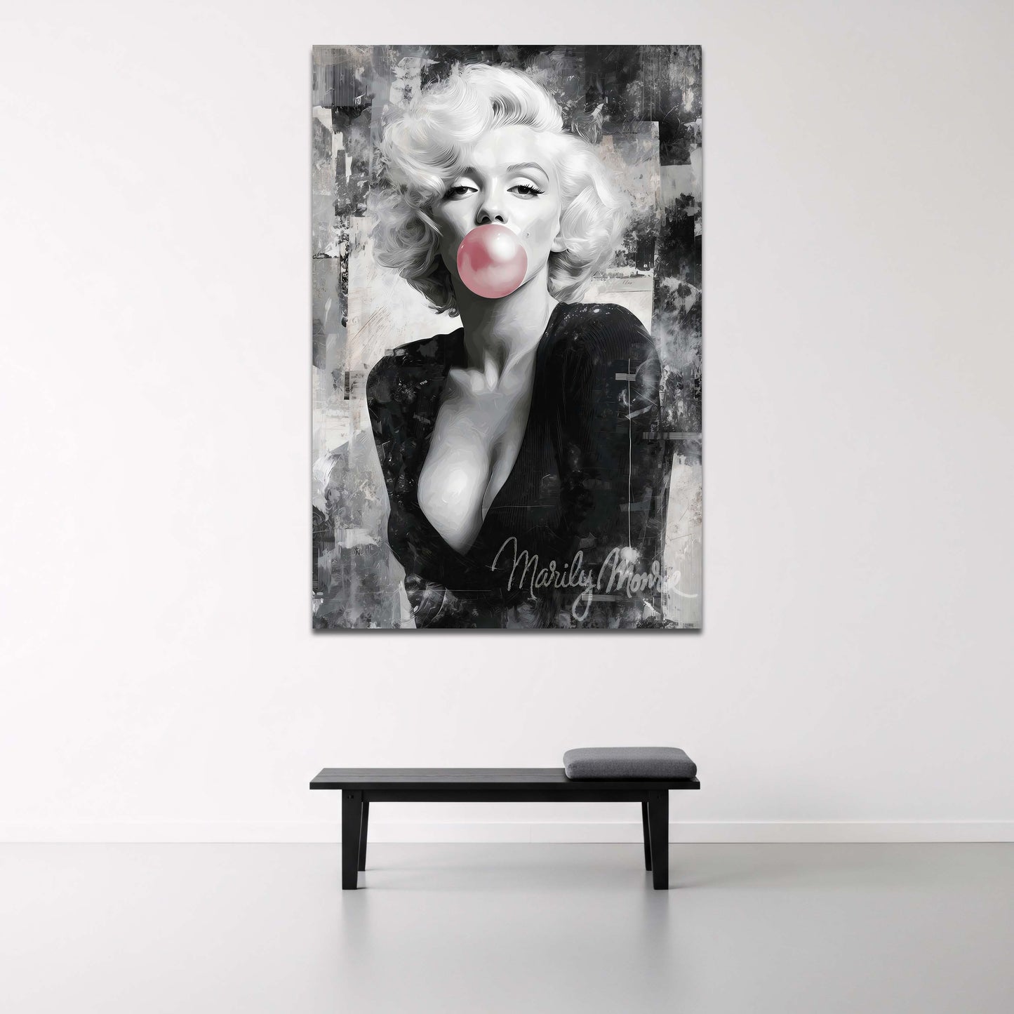 Marilyn Monroe Vintage Grunge Portraet mit Kaugummi Wandbild