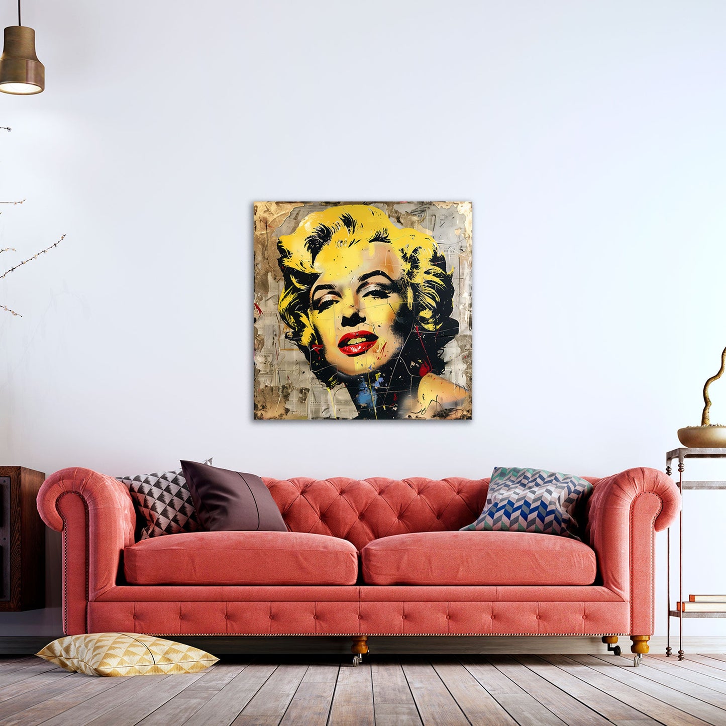 Marilyn Pop Art Gesicht mit roten Lippen Wandbild