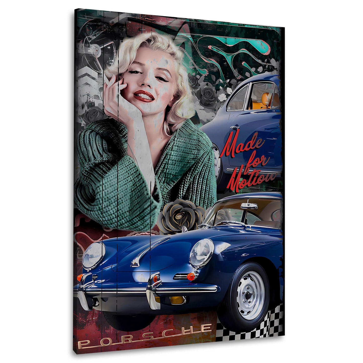 Marilyn Porsche Klassiker Retro Pop Art Wandbild