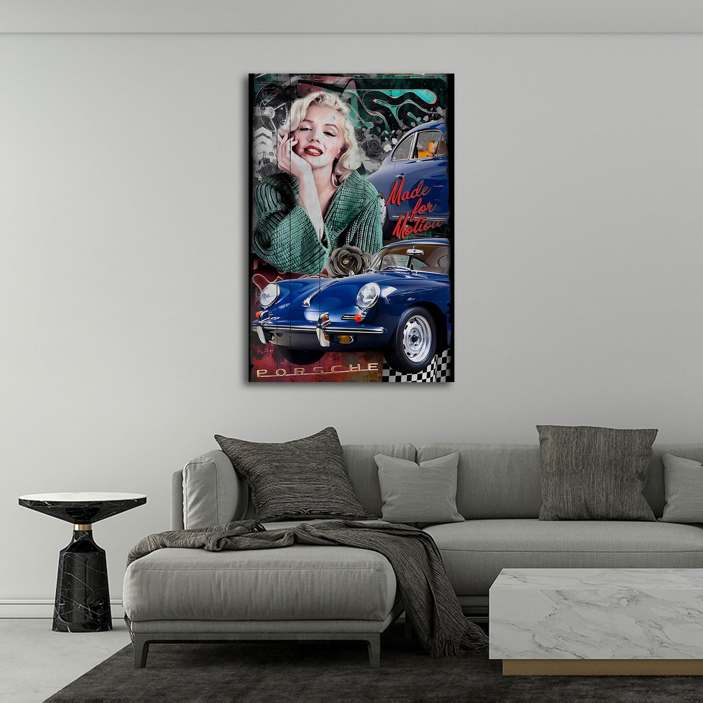 Marilyn Porsche Klassiker Retro Pop Art Wandbild