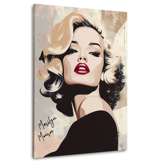 Marilyn Beautiful Retro Stil Schwarz Beige Wandbild