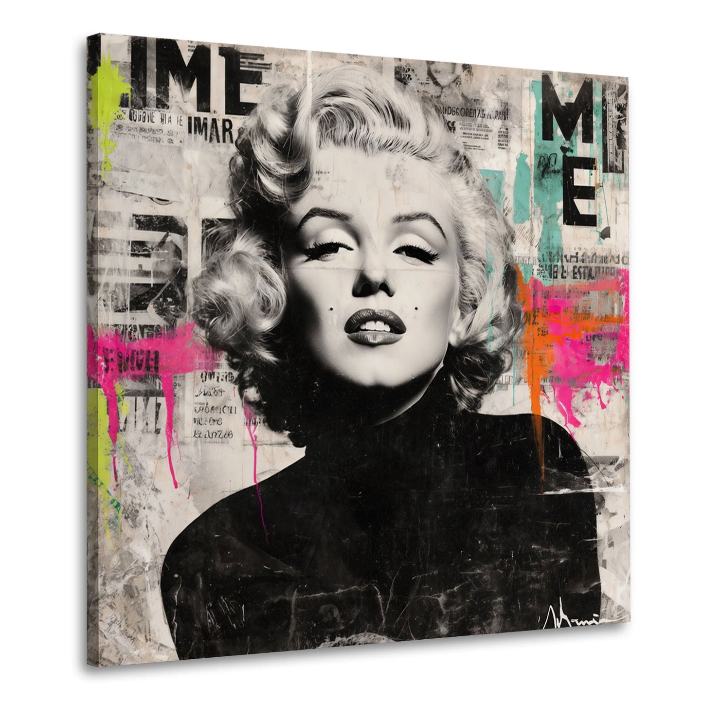 Marilyn schwarz-weiß Pop Art Diva mit Farbakzenten Wandbild