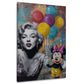Marilyn und Minnie mit bunten Luftballons Graffiti Wandbild