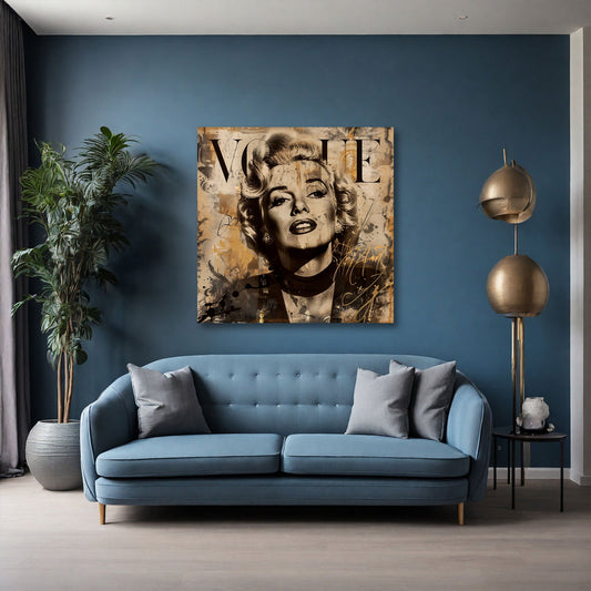 Marilyn Vintage Porträt in Sepia in abstrakter Kunst Wandbild