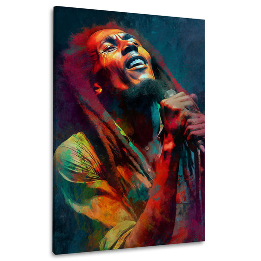 Marley Musiker Mikrofon Dreadlocks Porträt Wandbild