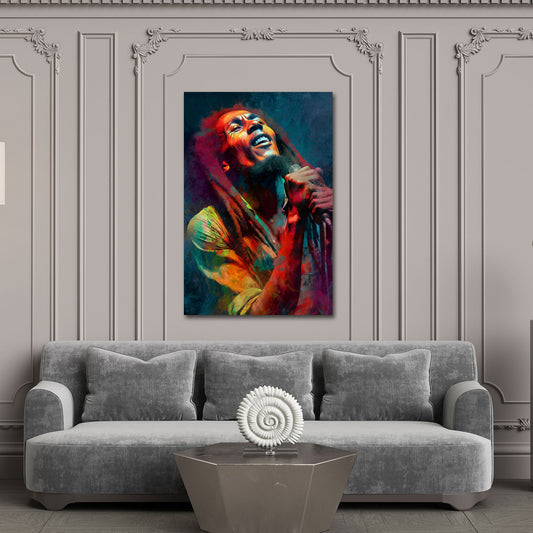 Marley Musiker Mikrofon Dreadlocks Porträt Wandbild