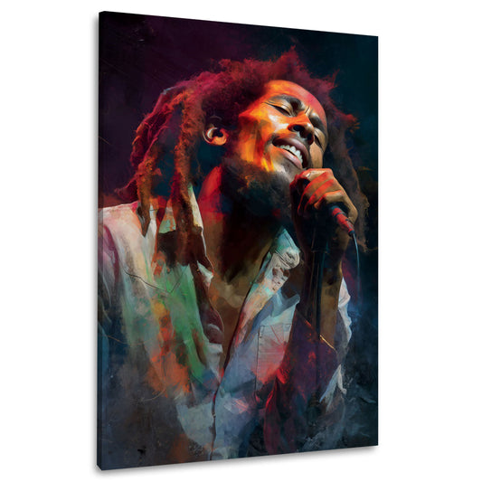 Marley Sänger mit Mikrofon Konzert Porträt Musik Wandbild