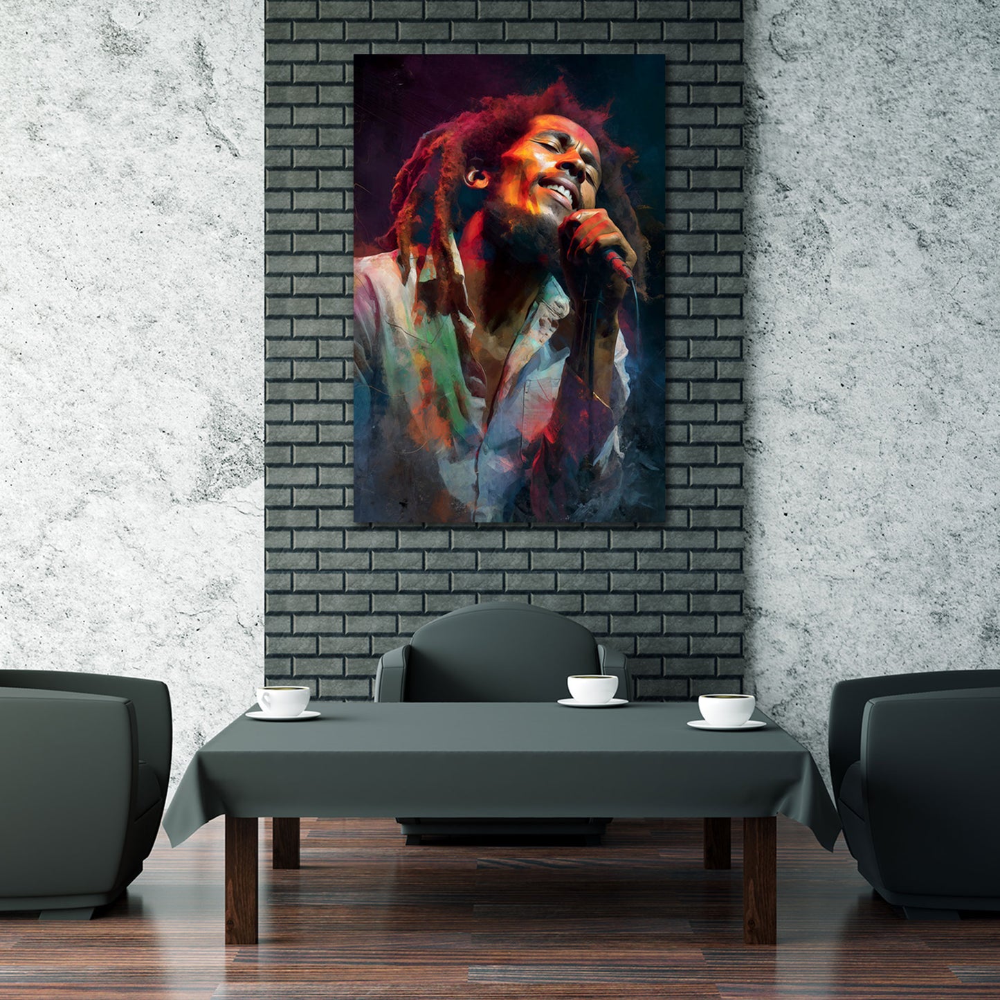 Marley Sänger mit Mikrofon Konzert Porträt Musik Wandbild