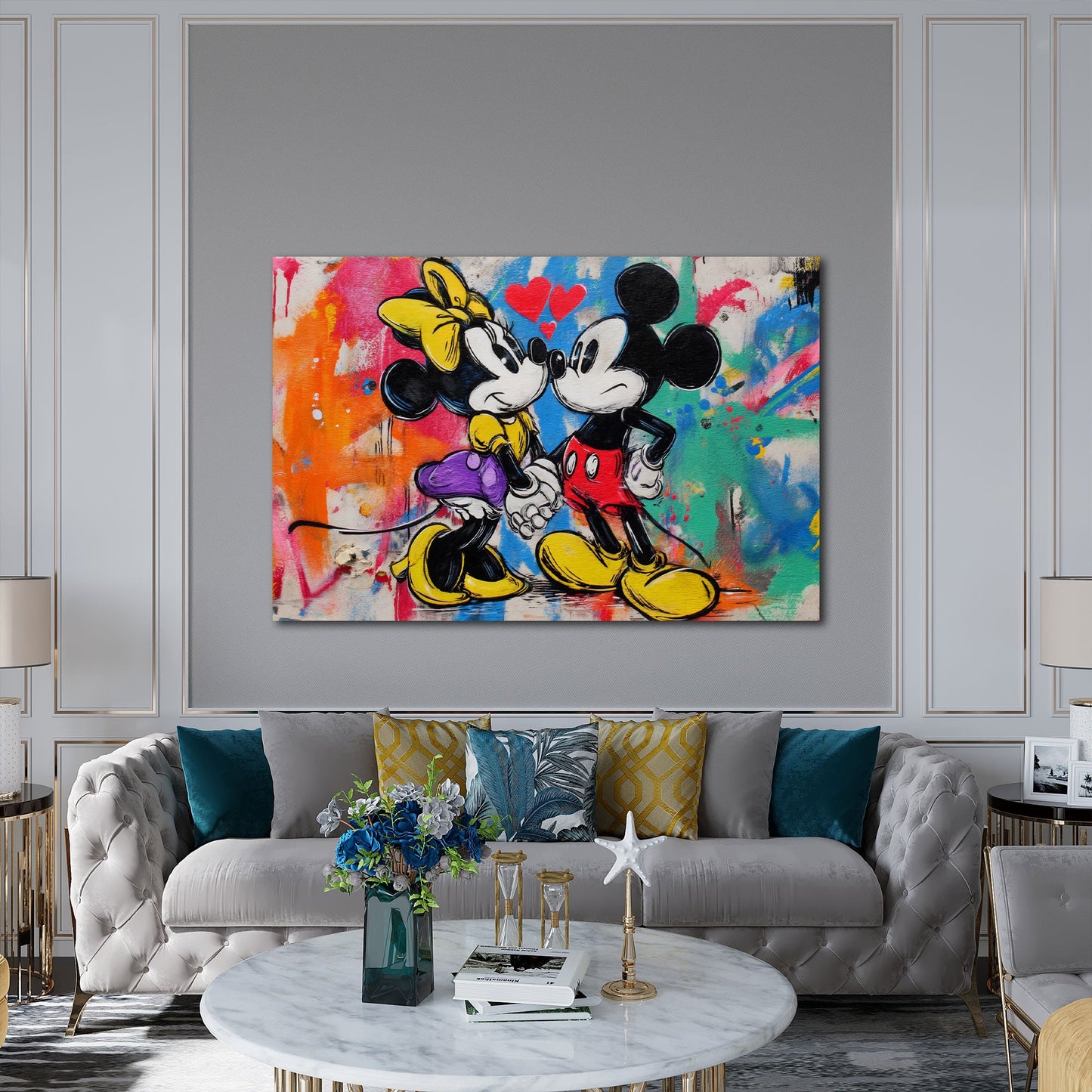 Maus Paar Pop Art mit Herzen Wandbild