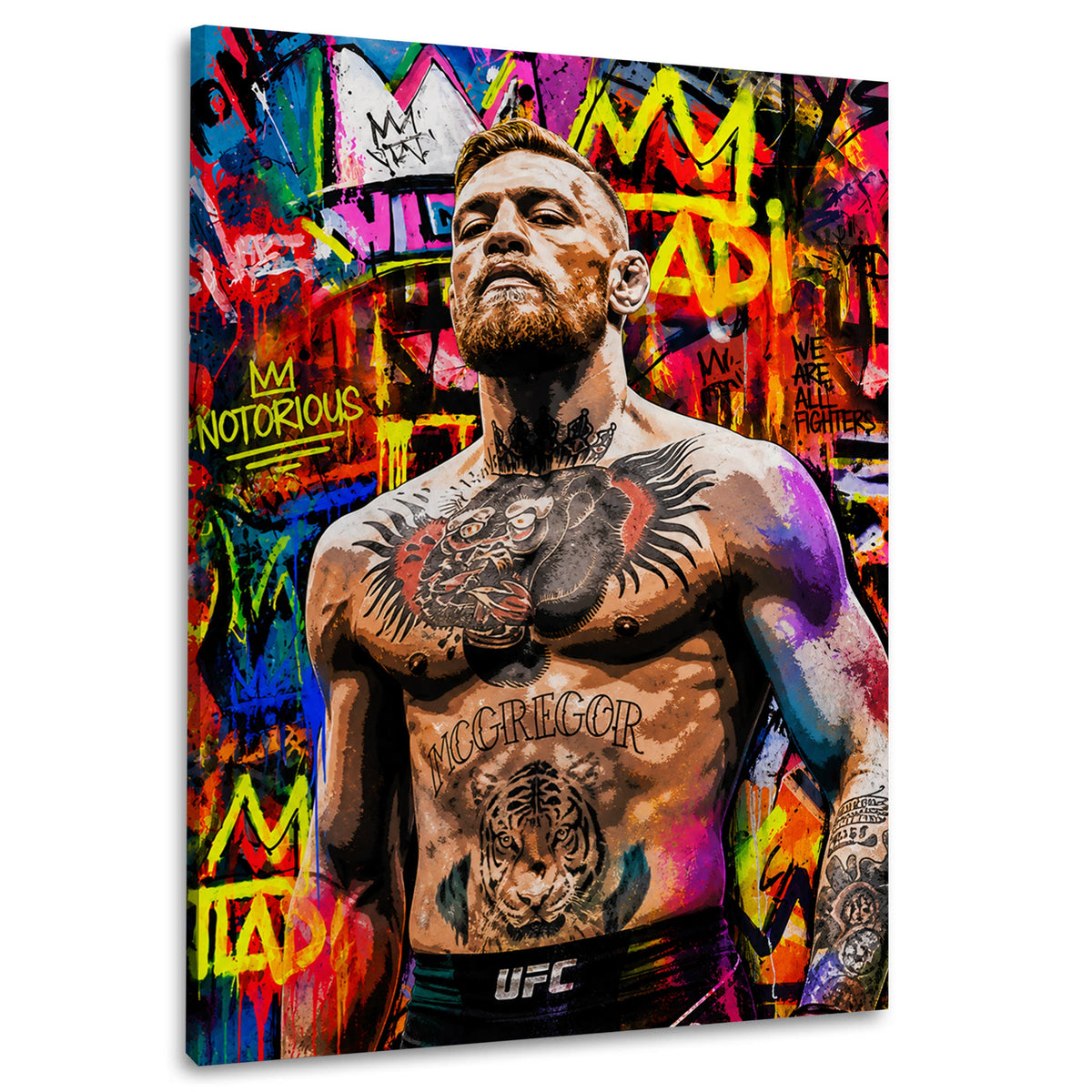 McGregor als MMA Kämpfer im bunten Pop Art Stil Wandbild