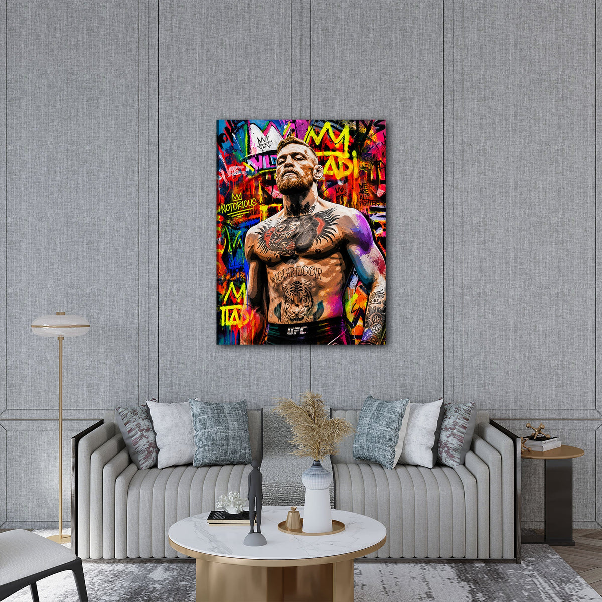 McGregor als MMA Kämpfer im bunten Pop Art Stil Wandbild