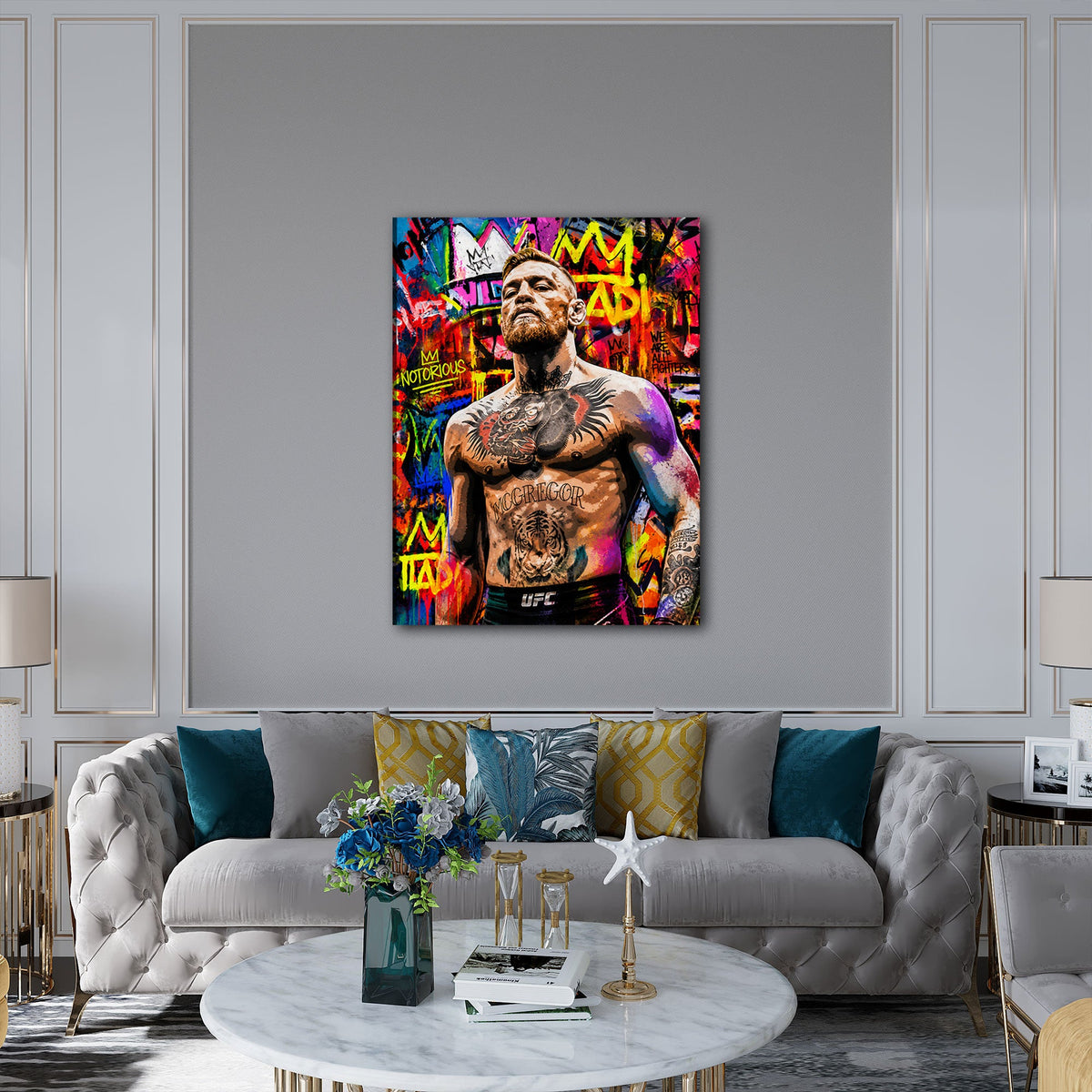 McGregor als MMA Kämpfer im bunten Pop Art Stil Wandbild