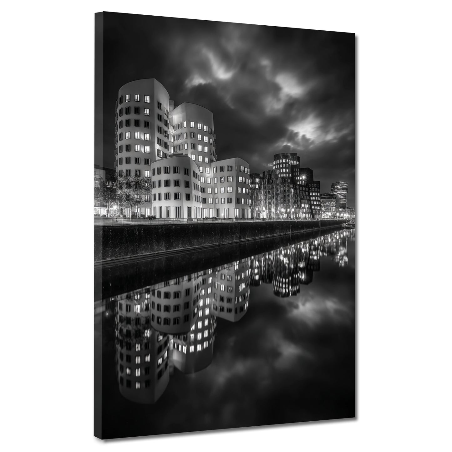 Medienhafen Düsseldorf schwarz weiß Architektur Skyline Wandbild