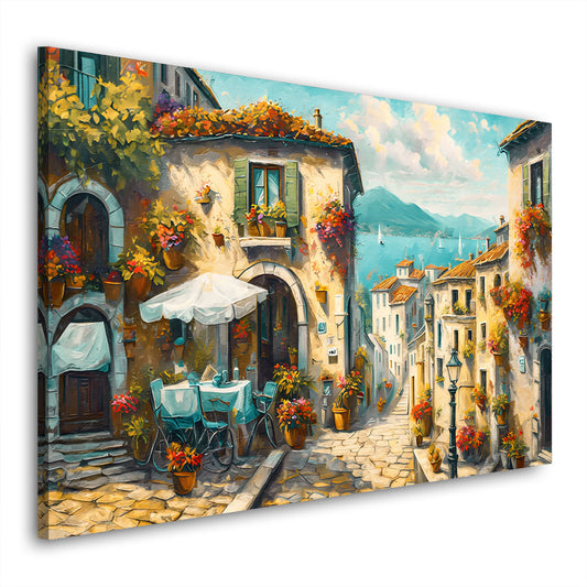 Bella Italia Gasse Italien Küstenstadt Café Dorf Wandbild