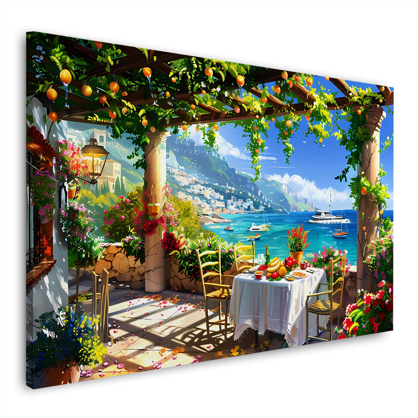 Mediterrane Terrasse Meerblick Italien Wandbild