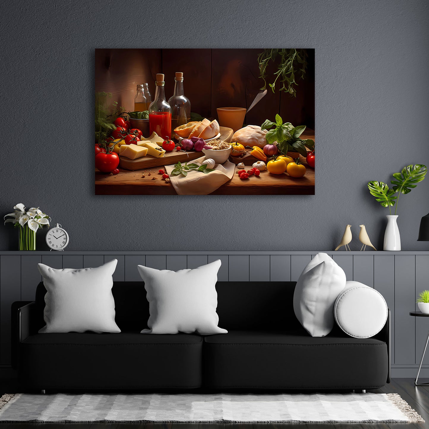 Mediterrane Zutaten Tomaten Käse Stillleben Wandbild