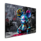Mickey Figur bunt besprüht im Street Art Look Wandbild im Querformat