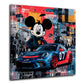 Mickey Mouse als Fahrer vor Porsche Racing Car Wandbild