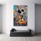 Micky Maus mit Gitarre auf bunter Graffiti Wand Wandbild