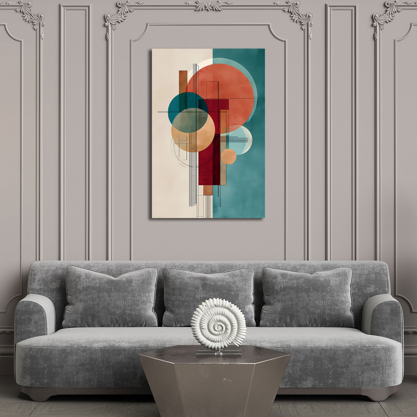 Minimalistische Geometrie Kreise Farbflächen Wandbild