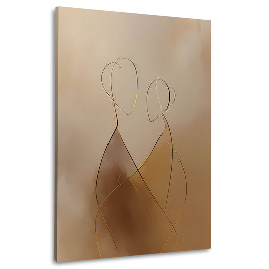 Minimalistisches Line Art Umarmung Abstrakte Figuren Wandbild