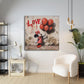 Minnie mit roten Luftballons und Love Schriftzug Wandbild