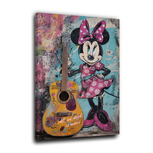Minnie mit Gitarre All We Need Is Music Wandbild