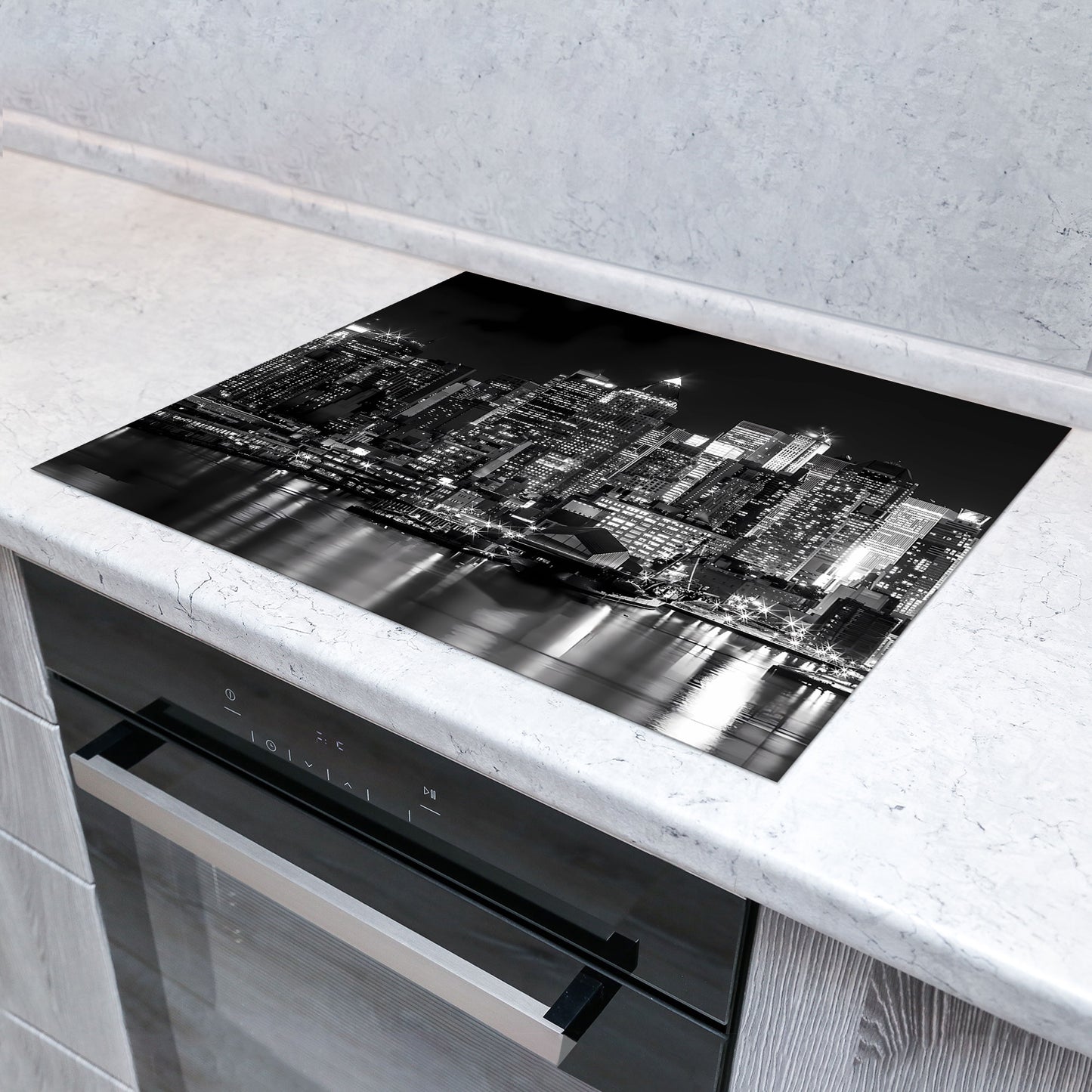 Schwarz weiss New York Herdabdeckplatte Induktionsschutz für Ceranfeld & Küche Deko