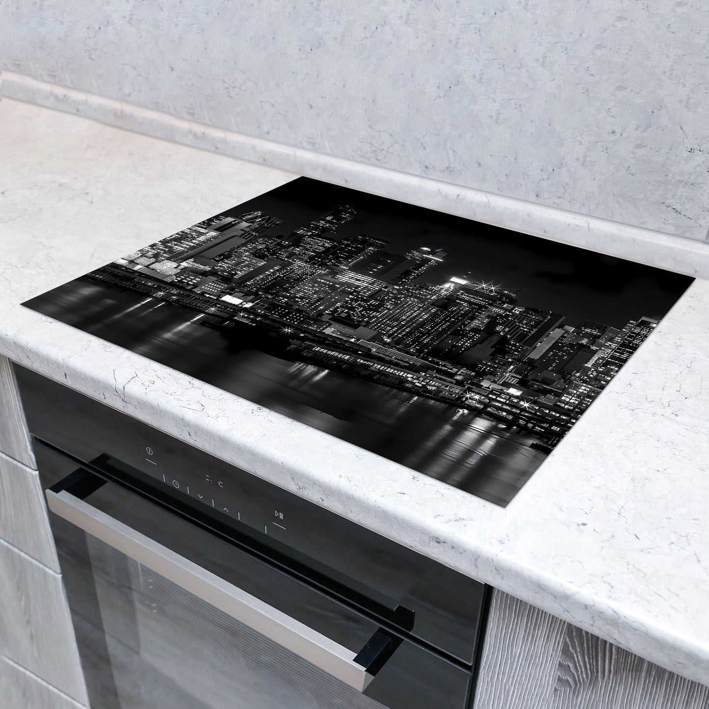 Schwarz weiss New York By Night Herdabdeckplatte Induktionsschutz für Ceranfeld & Küche Deko