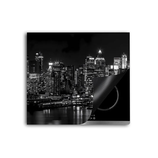 Schwarz weiss New York Nachts Herdabdeckplatte Induktionsschutz für Ceranfeld & Küche Deko