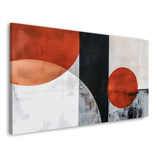 Abstrakt Kreiskomposition Rot Schwarz Beige Wandbild