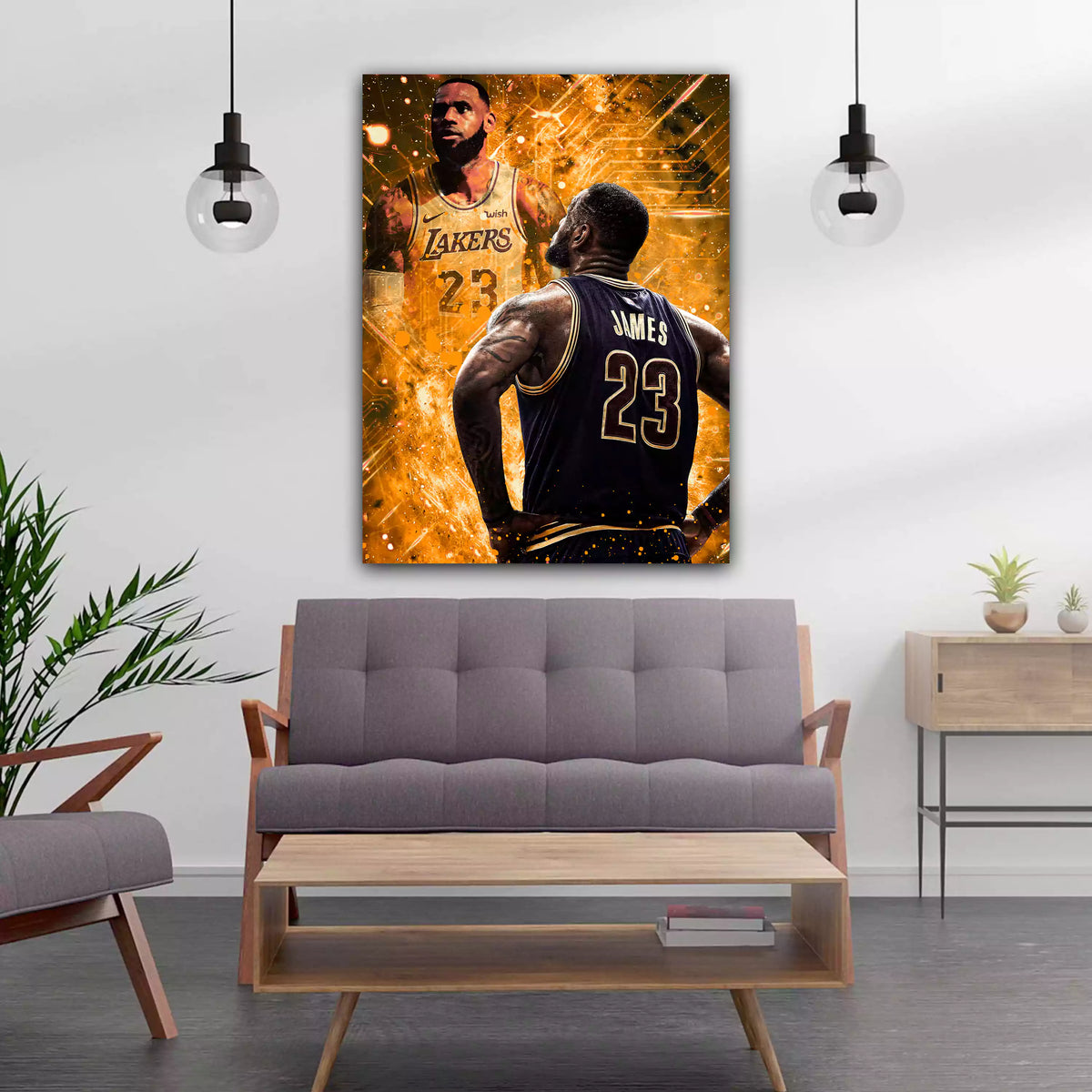 Basketballspieler im Pop Art Stil auf Alu-Dibond im Wohnraum
