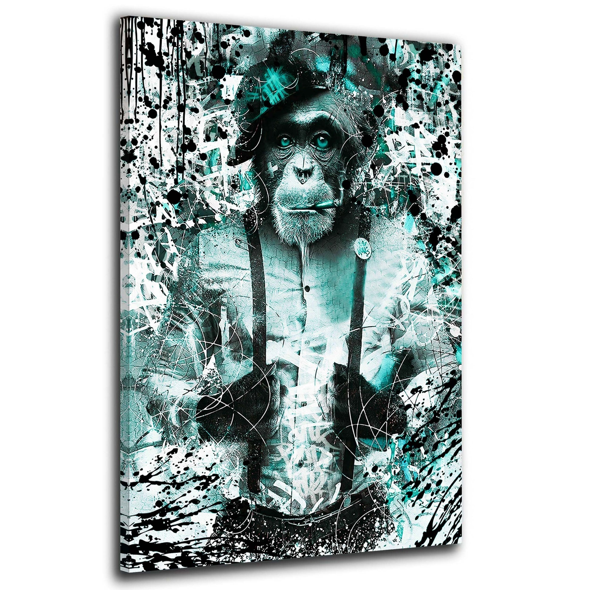 Wandbild Affe im Pop Art Stil in Christal Blue