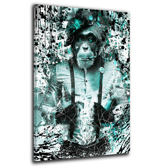 Wandbild Affe im Pop Art Stil in Christal Blue