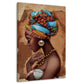 Wandbild afrikanische Frau mit Turban in Gold und Türkis