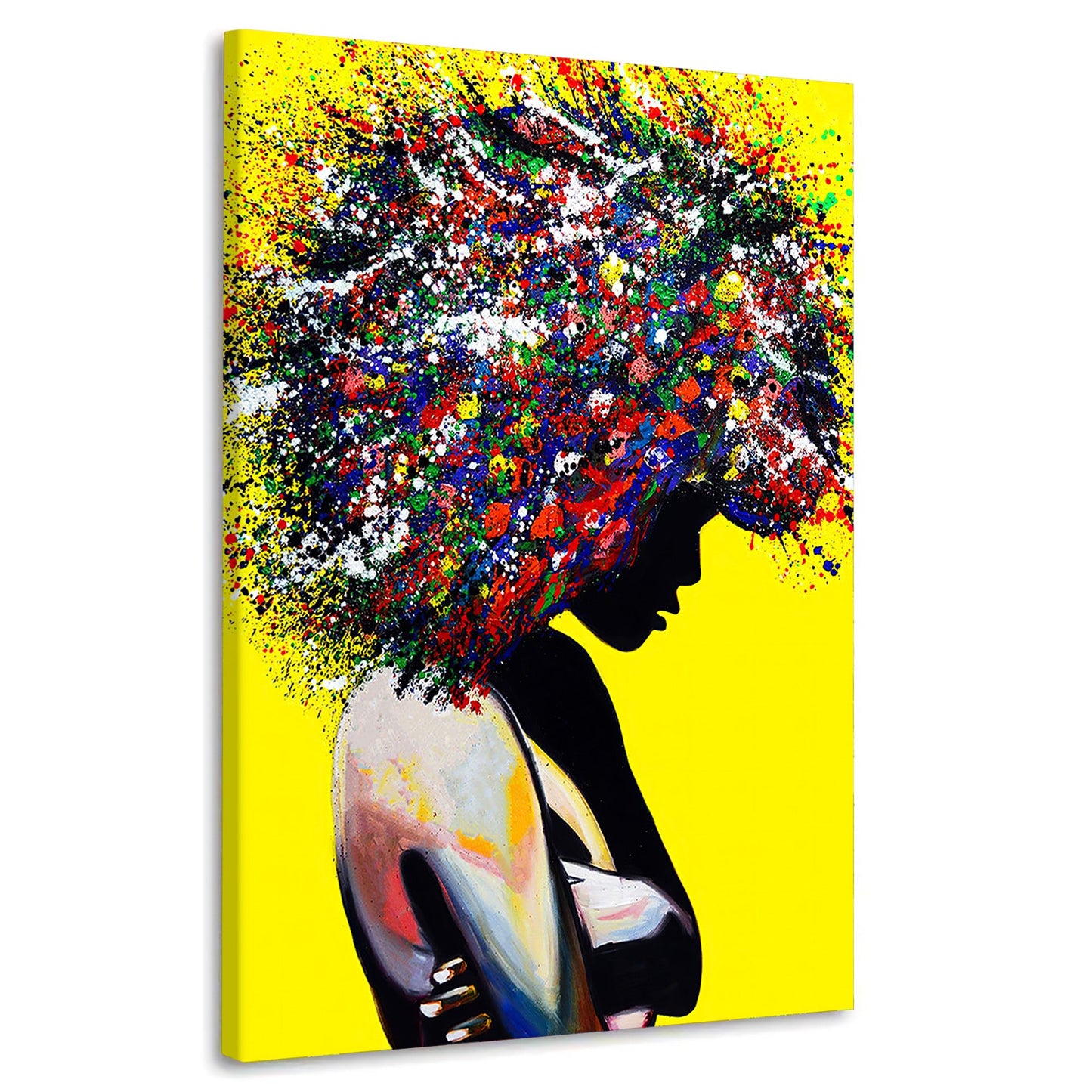 Wandbild afrikanische Frau im Pop Art Afro Style auf Leinwand