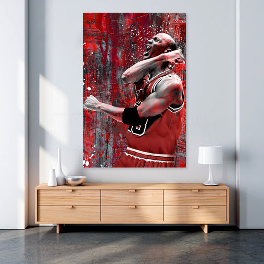 Jordan Pop Art Wandbild Basketball Spieler Red Style