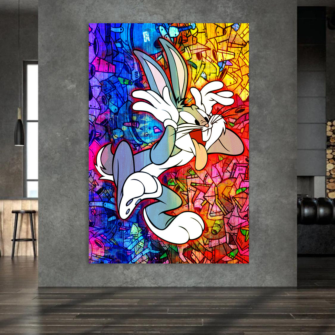 Comic Bunny im Pop Art Style auf Alu-Dibond im Kinderzimmer