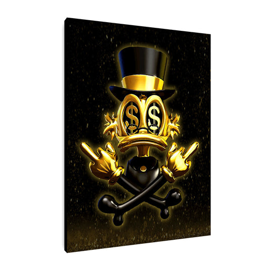 Wandbild Dagobert im Gold Finger Comic Style