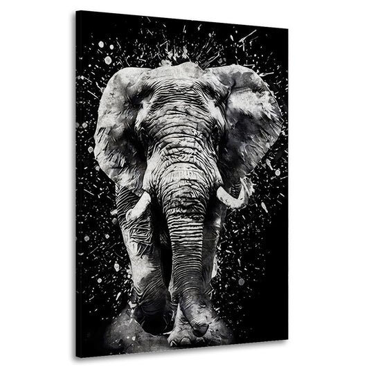 Wandbild Elefant in Schwarz Weiß