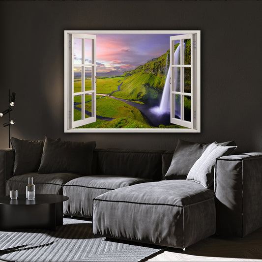 Fenster mit Naturblick als Acrylglasbild im Wohnzimmer