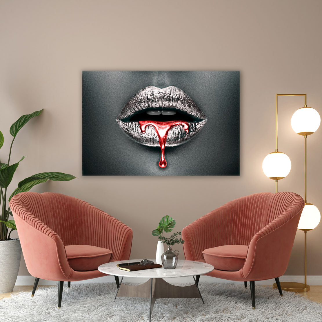 Wandbild Lippen Erotik Silver Style