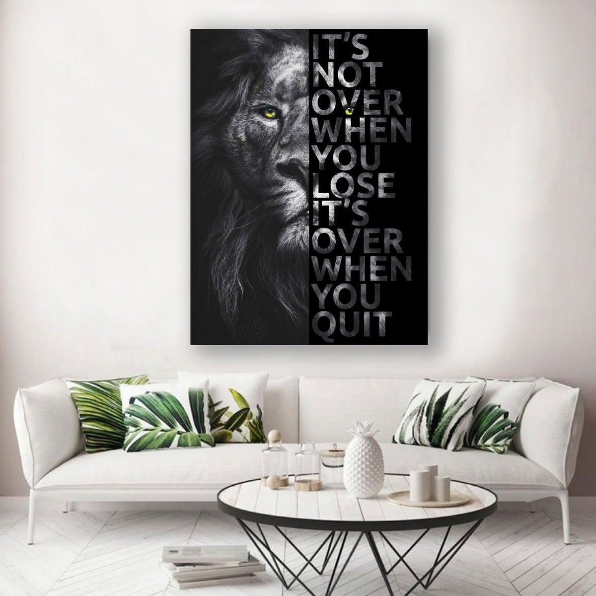 Wandbild Löwe Motivation It Is Not Over When You Lose Black Edition