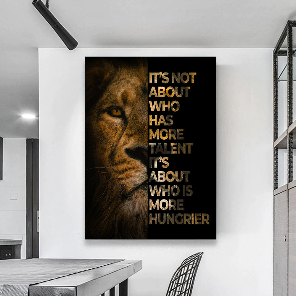 Löwe Who Is Hungrier als Alu-Dibond Bild an der Wand